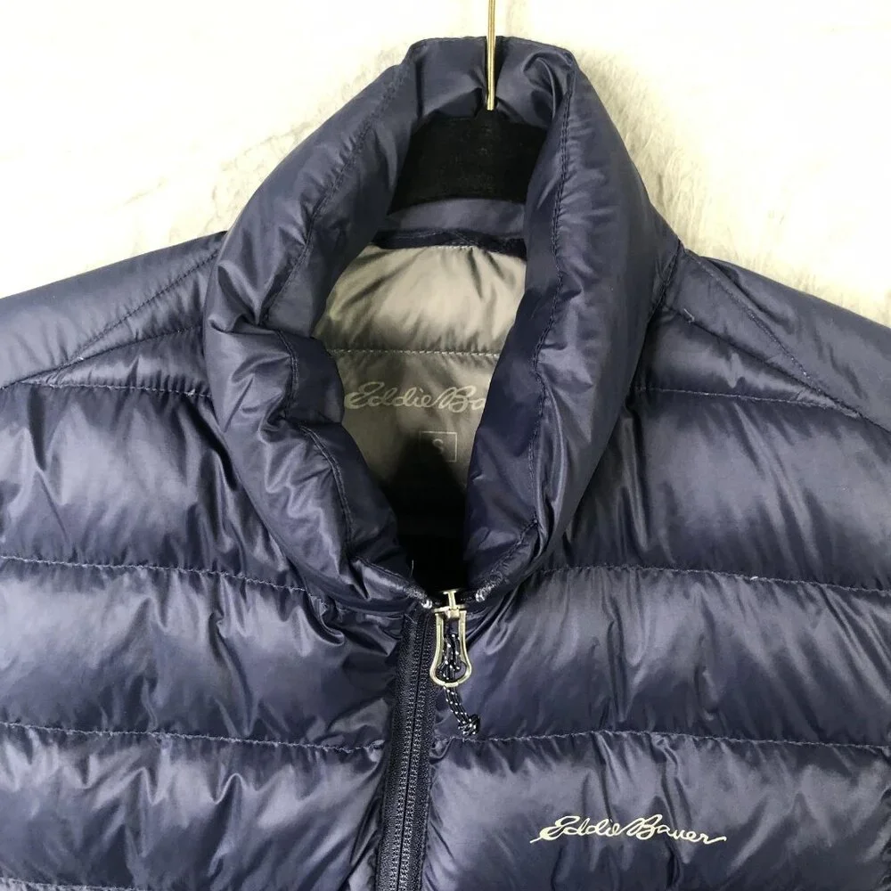 Eddie Bauer Vest Mens Small Navy Blue Down Puffer Full Zip Quilted Lightweight - Picture 5 of 16
